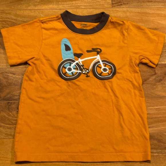 Boy’s Size 4 Gymboree T-shirts-Bundle of 2: Orange Bicycle & Turquoise Shark-EUC - Picture 2 of 9